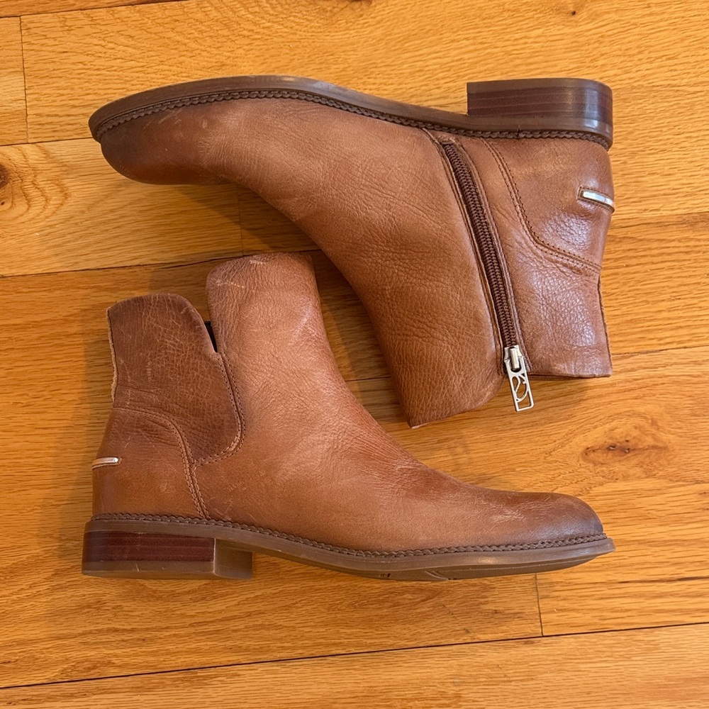 Women’s Franco Sarto Brown Leather Zip Chelsea Boots
